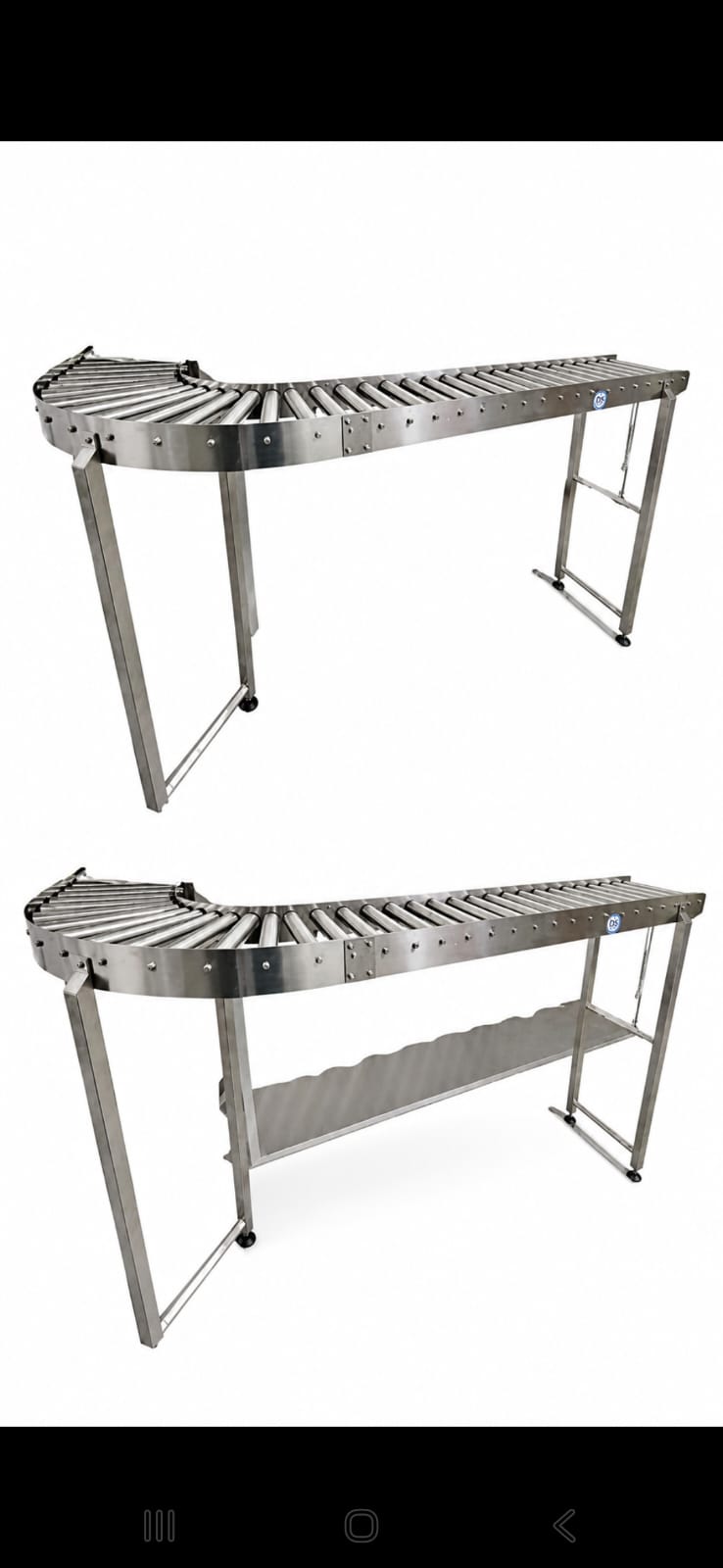 Rulliera curva in acciaio inox